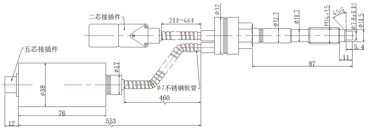 PT131高温熔体91抖阴视频污下载传感器尺寸图 PT131高温熔体91抖阴视频污下载传感器尺寸图